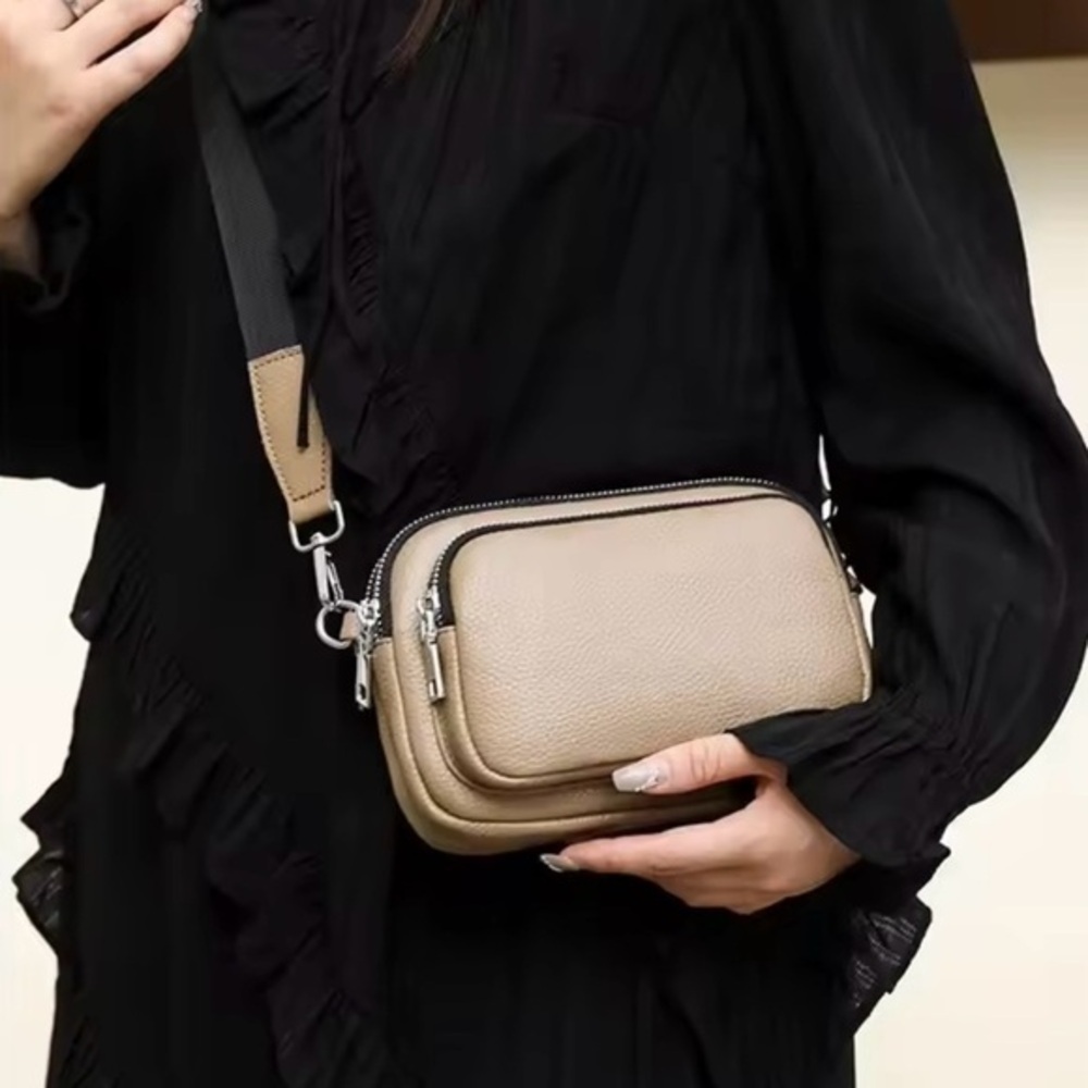New Leather Mocha Mousse Crossbody Bag Tan